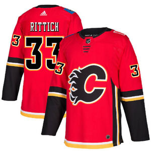 Men's Calgary Flames #33 David Rittich Red Stitched NHL Jersey